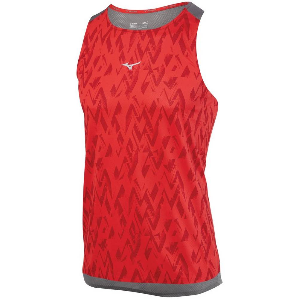 Mens Mizuno Elite Aero Running Tank Top Red Philippines (GWHIXU321)